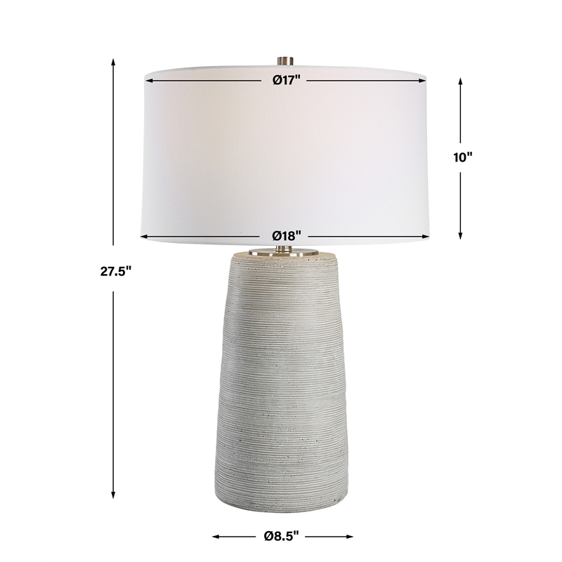 Uttermost Mountainscape Steel and Ceramic Table Lamp in Nickel/Gray/Off White