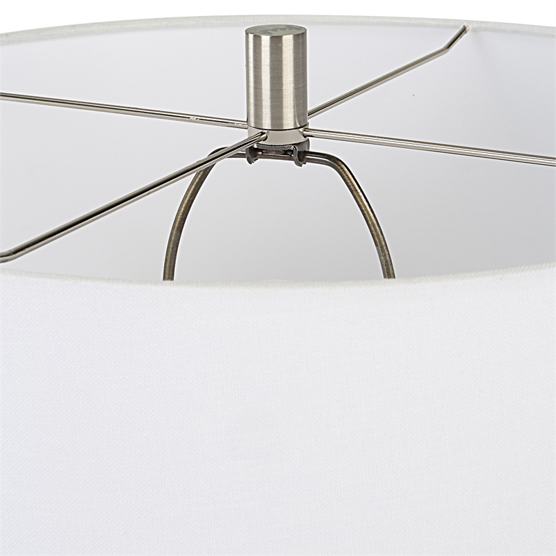 Uttermost Mountainscape Steel and Ceramic Table Lamp in Nickel/Gray/Off White