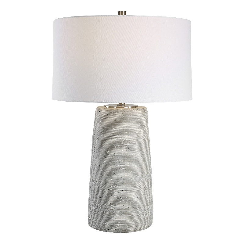 Uttermost Mountainscape Steel and Ceramic Table Lamp in Nickel/Gray/Off White