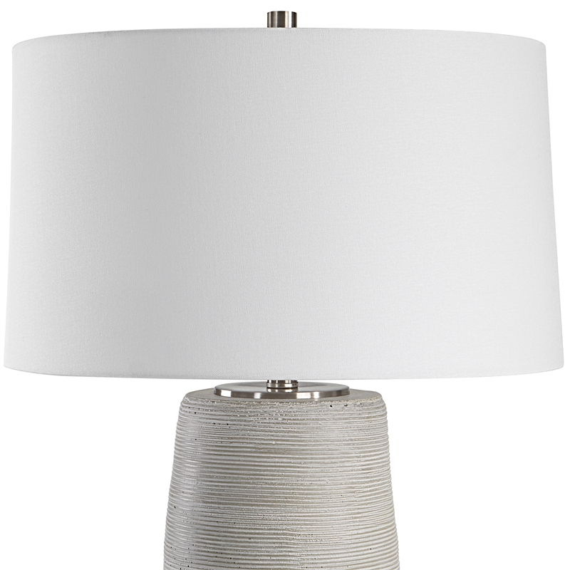 Uttermost Mountainscape Steel and Ceramic Table Lamp in Nickel/Gray/Off White