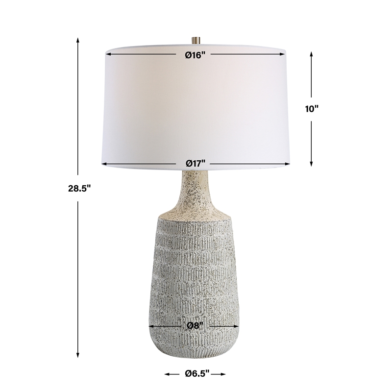 Uttermost Scouts Farmhouse Steel and Ceramic Table Lamp in Gray/Off White