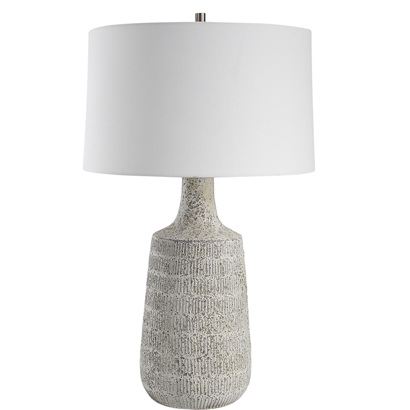 Uttermost Scouts Farmhouse Steel and Ceramic Table Lamp in Gray/Off White