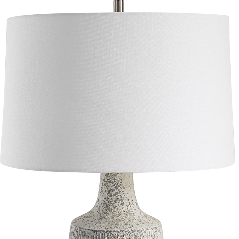 Uttermost Scouts Farmhouse Steel and Ceramic Table Lamp in Gray/Off White