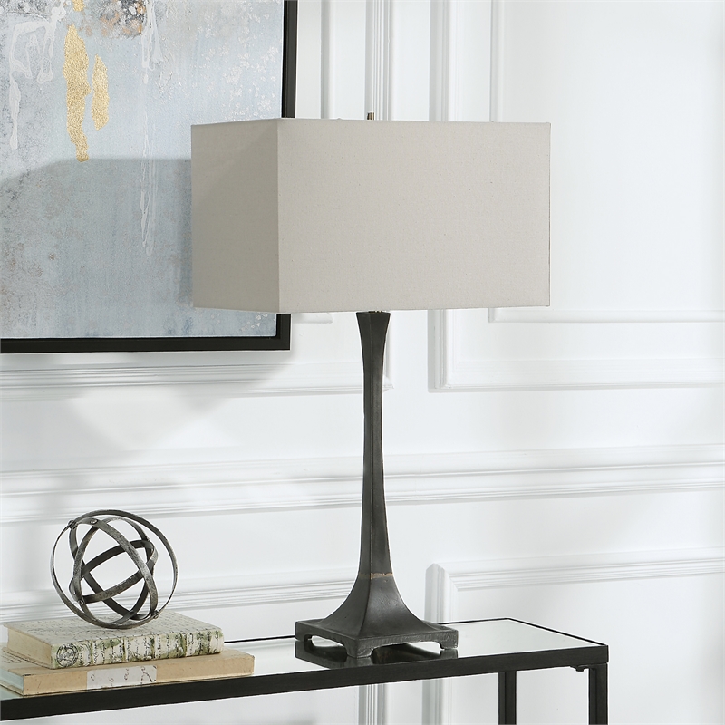Uttermost Reydan Transitional Fabric and Cast Iron Table Lamp in Black