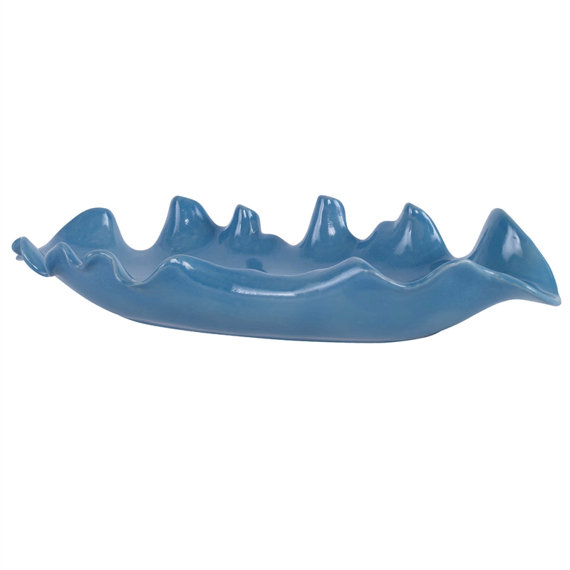 Uttermost Ruffled Feathers Earthenware Ceramic and Glaze Bowl in Blue