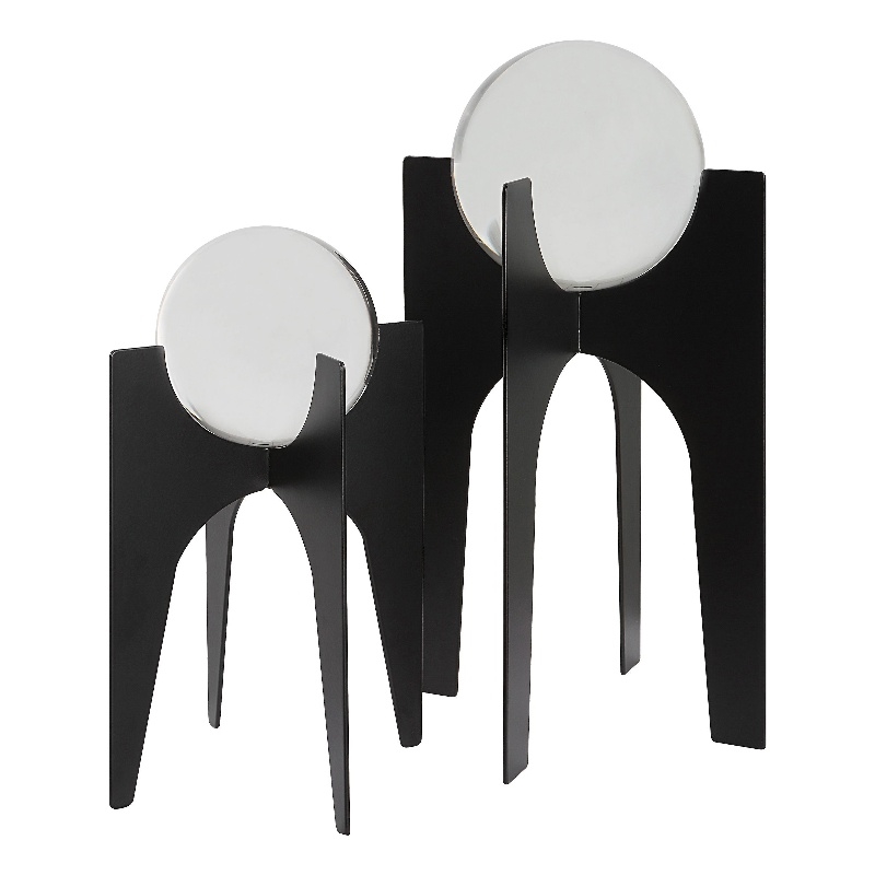 Uttermost Ellianna Contemporary Crystal and Metal Spheres in Black (Set of 2)