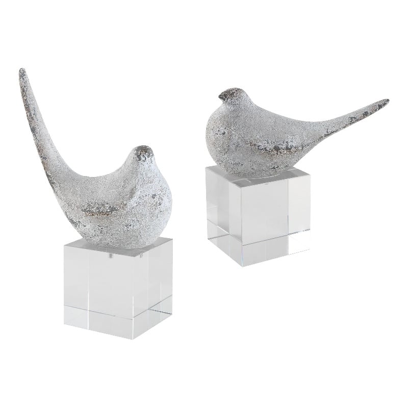 Uttermost Better Together Polyresin Bird Sculptures in Gray/Silver (Set of 2)