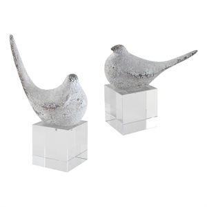 Uttermost Better Together Polyresin Bird Sculptures in Gray/Silver (Set of 2)