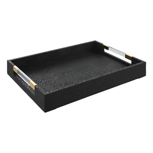 Uttermost Wessex Contemporary MDF Wood and Faux Shagreen Tray in Black