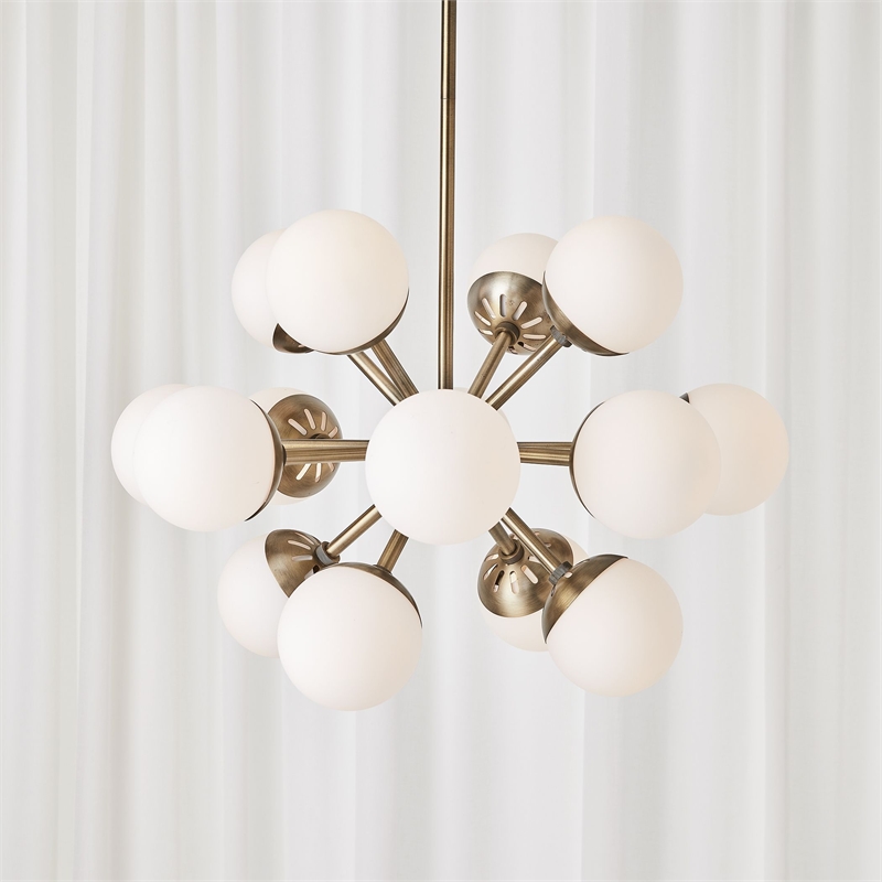 Uttermost Droplet 16-Light Metal Steel & Glass Sputnik Chandelier in Brass/White