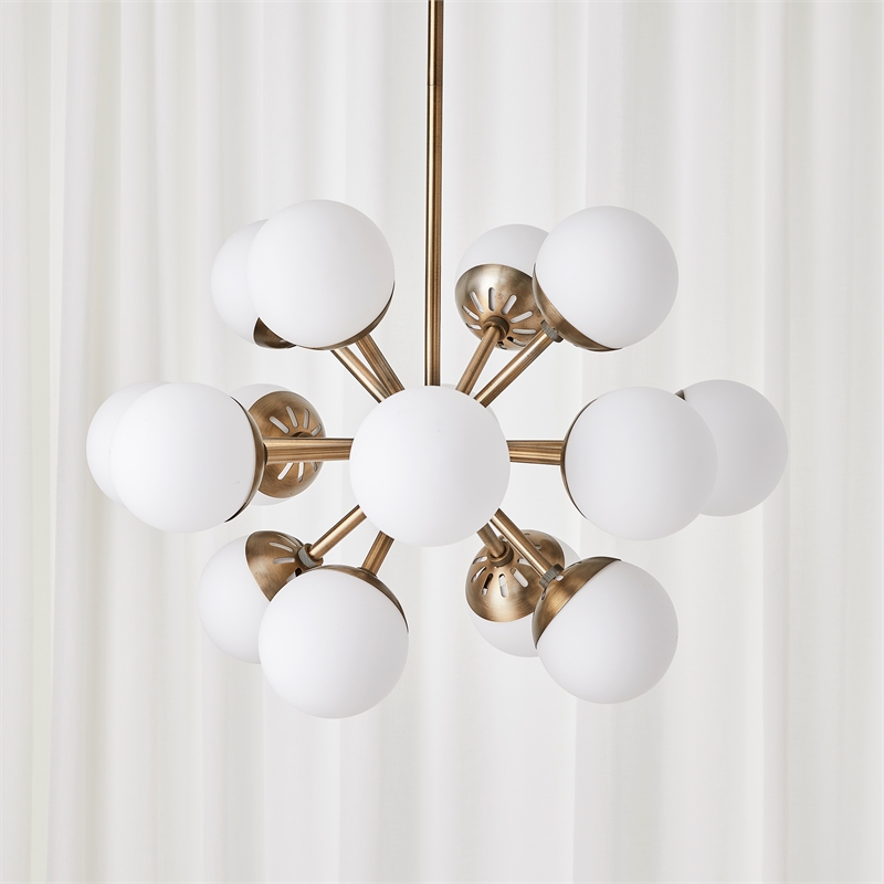 Uttermost Droplet 16-Light Metal Steel & Glass Sputnik Chandelier in Brass/White