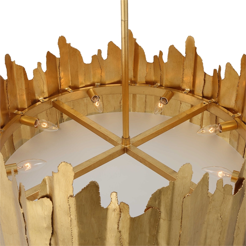 Uttermost Golden Gate 8-Light Modern Metal Steel and Glass Pendant in Gold