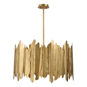 Uttermost Golden Gate 8-Light Modern Metal Steel and Glass Pendant in Gold