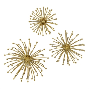 Uttermost Aga Contemporary Metal Wall Decor in Plated Gold (Set of 3)