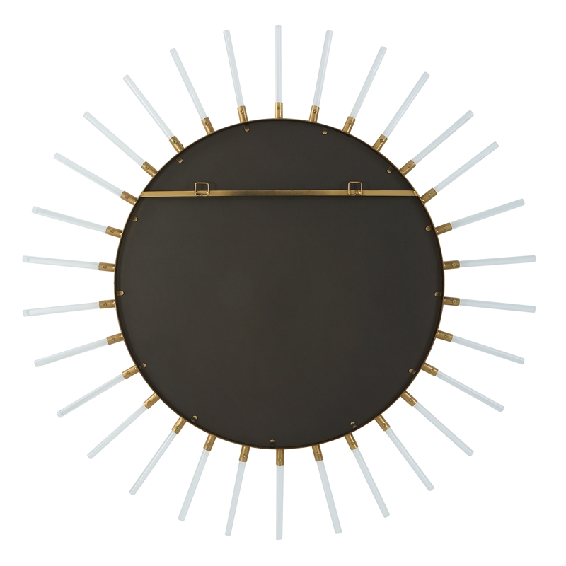 Uttermost Oracle Round MDF Acrylic and Metal Starburst Mirror in Gold Finish