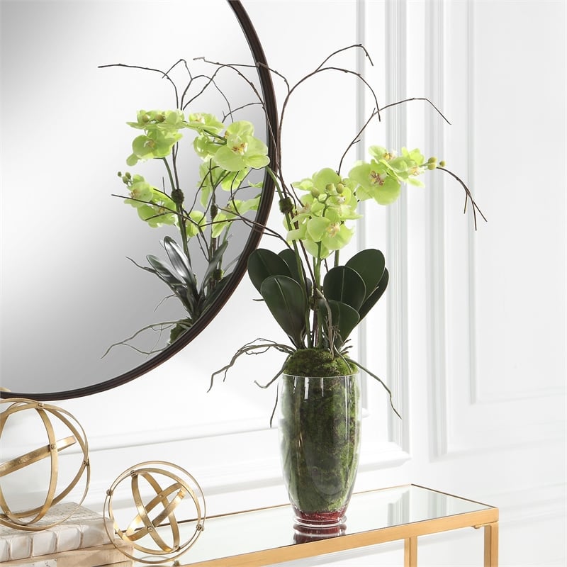 Uttermost Valdive Contemporary Polyester Polyfoam and Plastic Orchid in Green