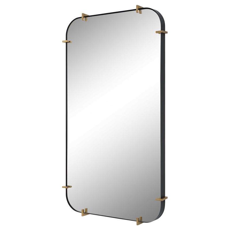 Uttermost Pali Contemporary MDF and Metal Mirror in Black/Gold