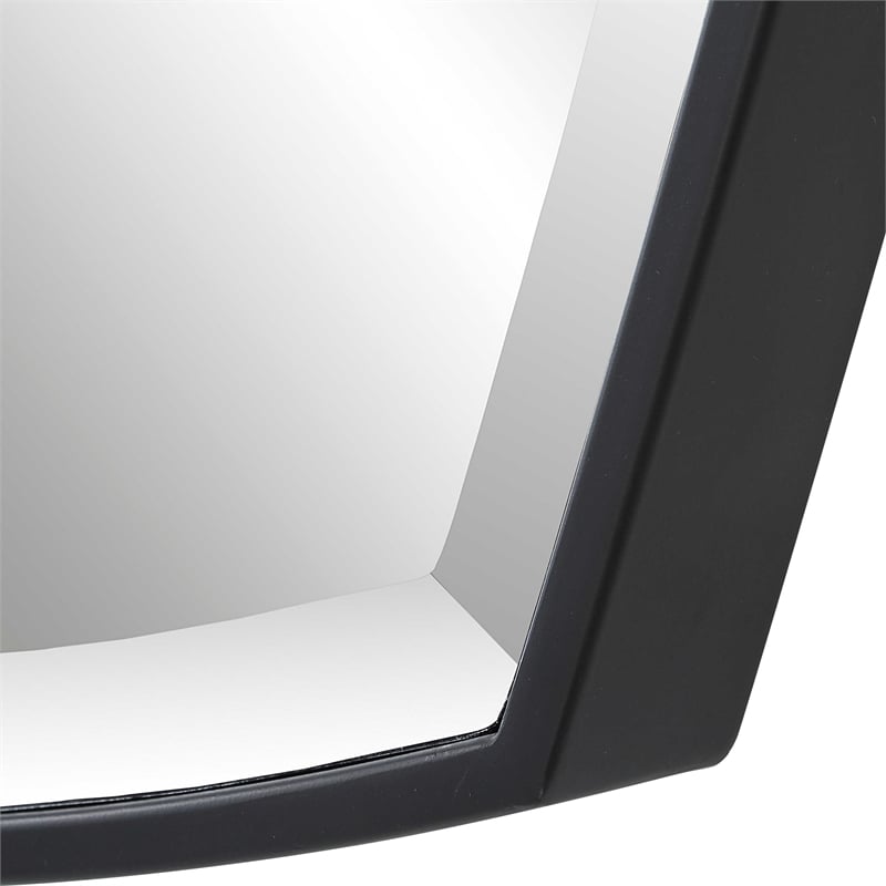 Uttermost Crest Contemporary Curved Metal Mirror in Black Finish
