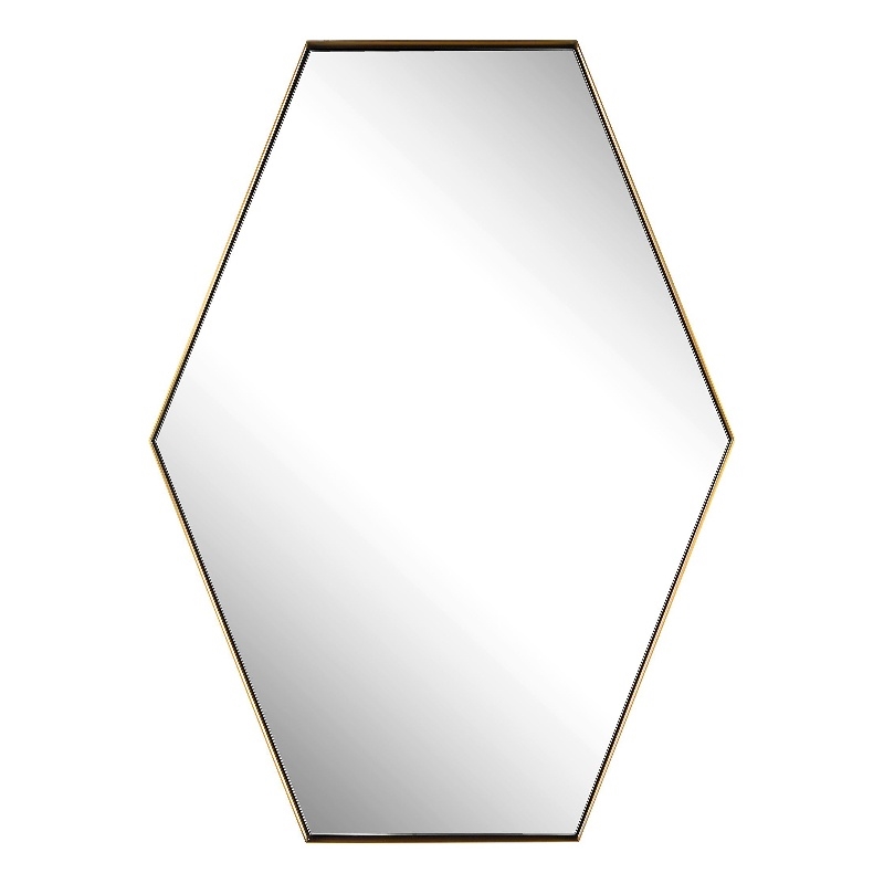 Uttermost Ankara Hexagon Metal MDF and Glass Mirror in Brass/Gold