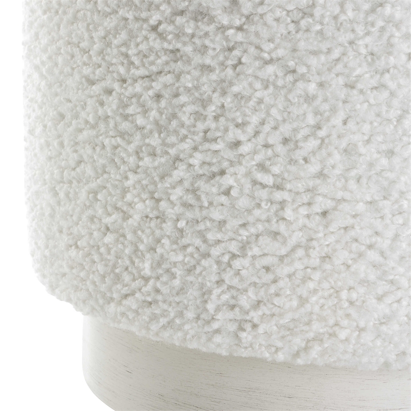 Uttermost Avila Contemporary Wood Foam and Fabric Ottoman in White