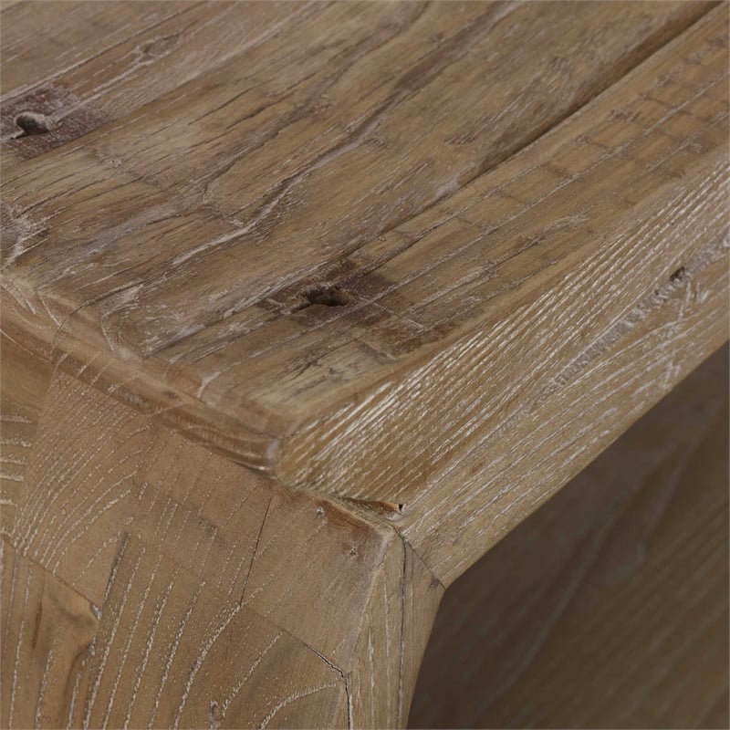 Uttermost Connor Contemporary Reclaimed Elm Wood Bench in Woodtone Brown