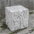 Uttermost Teak Root Farmhouse Teak Wood Bunching Cube in Whitewashed Finish