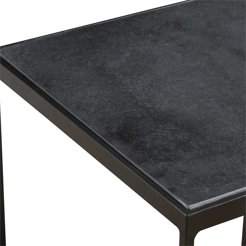 Uttermost Sherwood Square Contemporary Iron and Marble Accent Table in Black