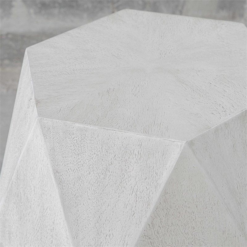 Uttermost Volker Contemporary Wood Geometric Accent Table in White