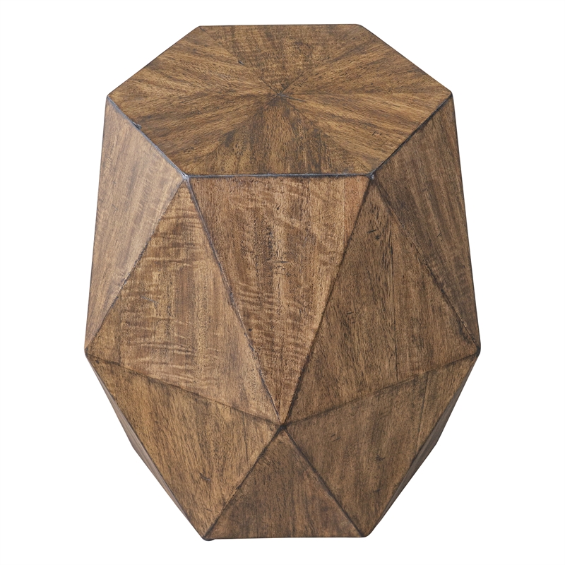 Uttermost Volker Contemporary Wood Geometric Accent Table in Woodtone Brown