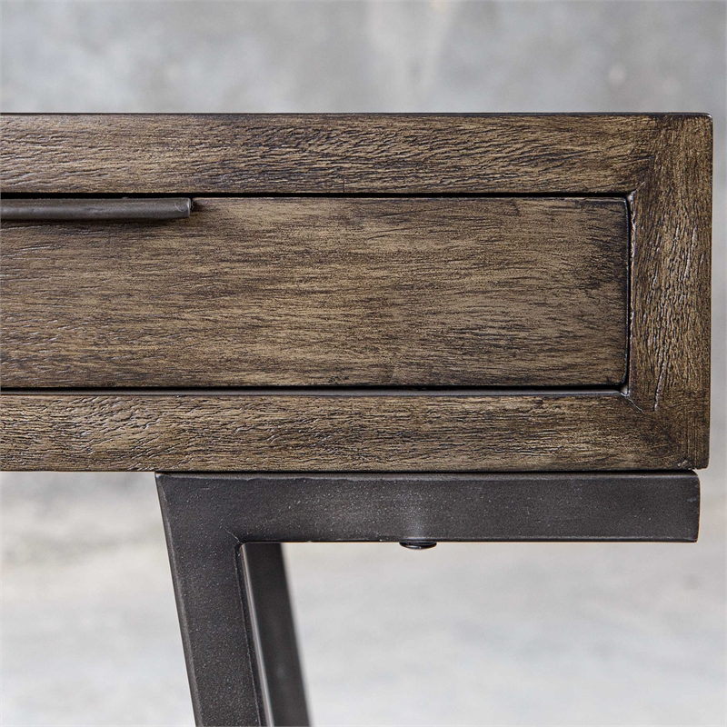 Uttermost Comrade Contemporary Wood and Metal Desk in Woodtone Gray