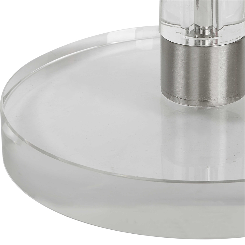 Uttermost Pria Contemporary Crystal and Metal Drink Table in Silver