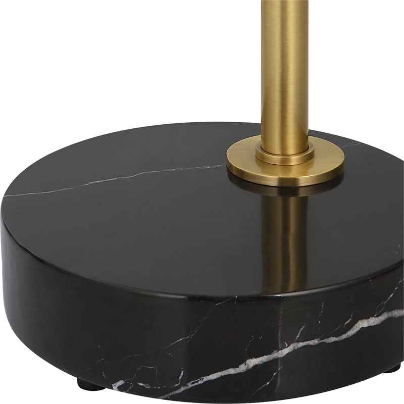 Uttermost Huxford Transitional Metal Marble Fabric Arch Floor Lamp in Brass/Gold
