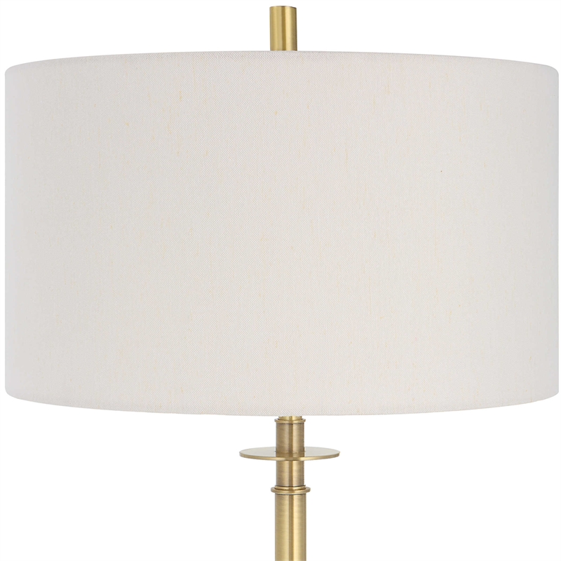 Uttermost Guard Transitional Metal Marble and Fabric Floor Lamp in Brass/Gold