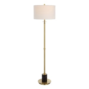 Uttermost Guard Transitional Metal Marble and Fabric Floor Lamp in Brass/Gold