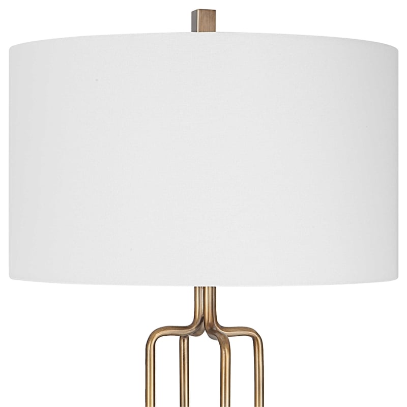 Uttermost Link Transitional Metal and Fabric Floor Lamp in Brass/Gold