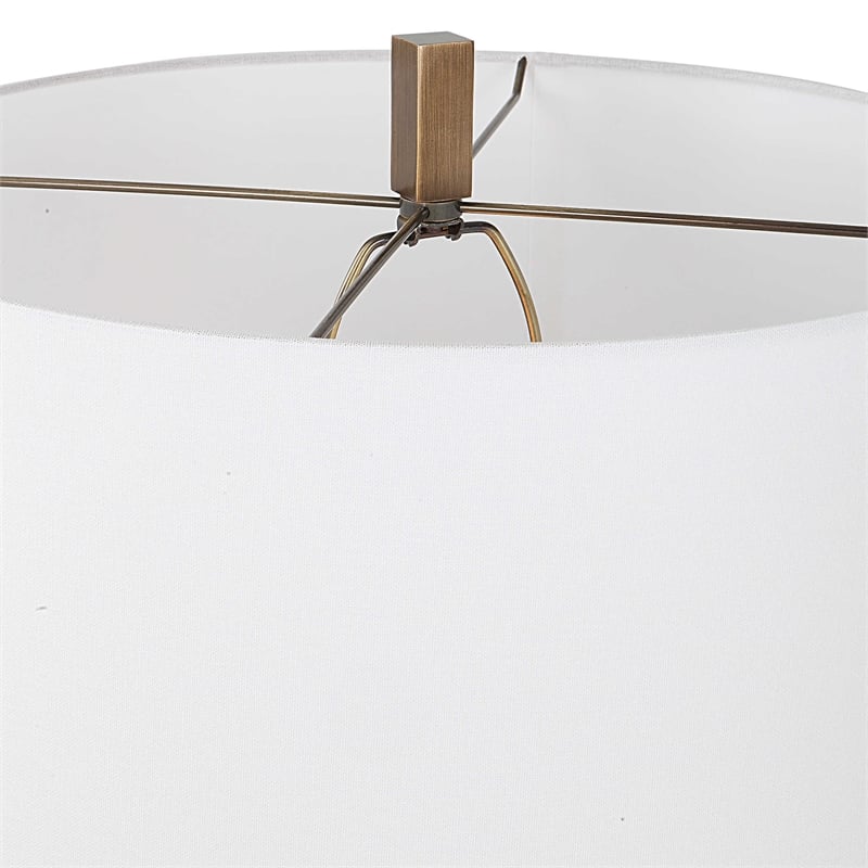 Uttermost Link Transitional Metal and Fabric Floor Lamp in Brass/Gold