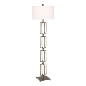 Uttermost Link Transitional Metal and Fabric Floor Lamp in Brass/Gold