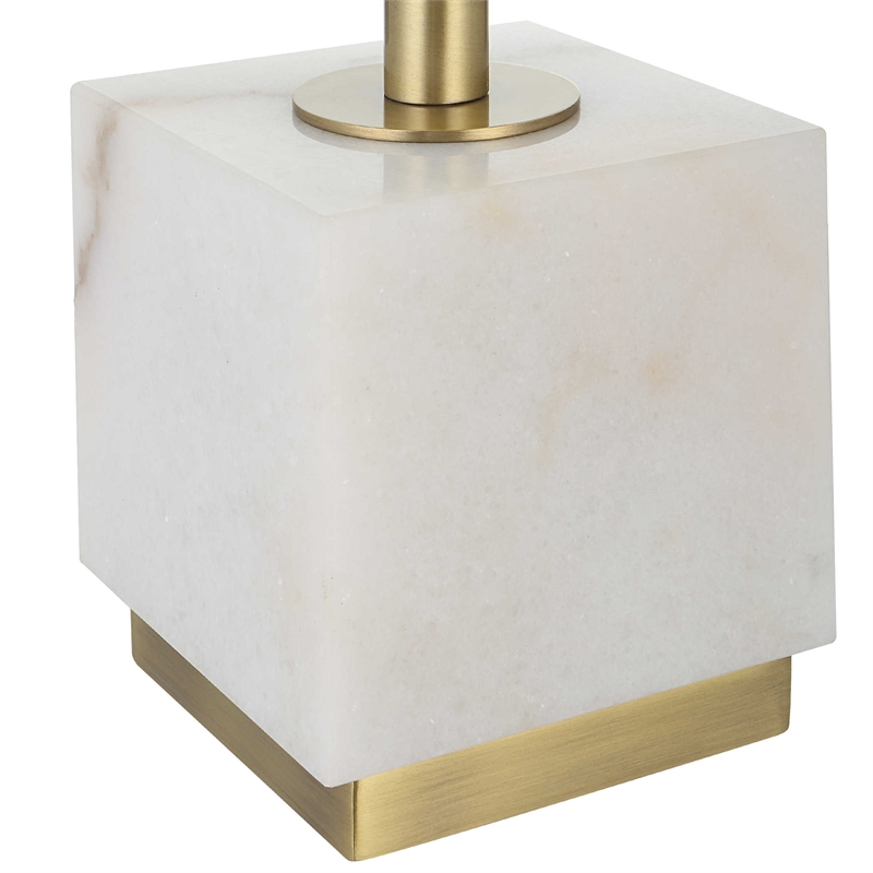 Uttermost Escort Contemporary Metal Marble and Fabric Buffet Lamp in Brass/Gold