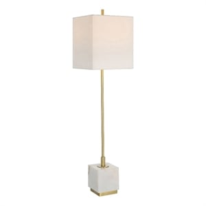Uttermost Escort Contemporary Metal Marble and Fabric Buffet Lamp in Brass/Gold