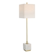 Uttermost Escort Contemporary Metal Marble and Fabric Buffet Lamp in Brass/Gold