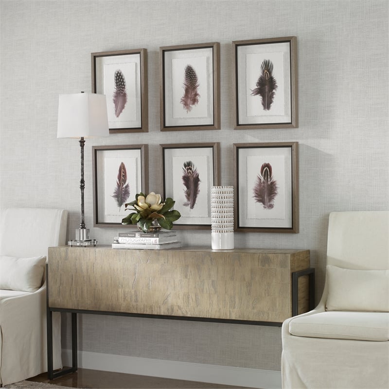 Uttermost Birds Of A Feather Plastic & Paper Prints in Brown/White (Set of 6)