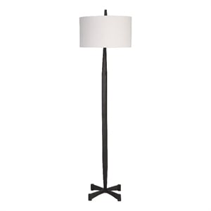 Uttermost Counteract 67.38&quot Transitional Rust Metal Fabric Floor Lamp in Black