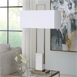 Uttermost Column Metal Steel and Marble Table Lamp in Brass/Gold/White