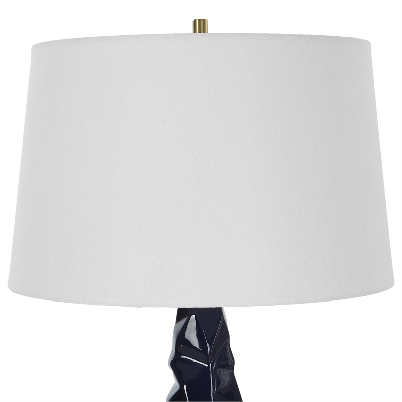 Uttermost Kavos Contemporary Ceramic Iron Fabric Geometric Table Lamp in Blue