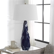 Uttermost Kavos Contemporary Ceramic Iron Fabric Geometric Table Lamp in Blue