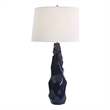 Uttermost Kavos Contemporary Ceramic Iron Fabric Geometric Table Lamp in Blue