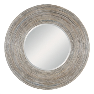 Uttermost Vortex Round Contemporary Wood Mirror in White/Brown