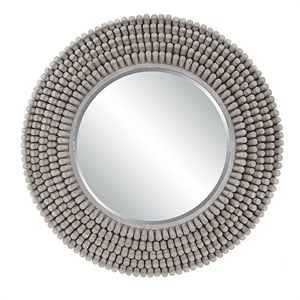 Uttermost Portside Round Farmhouse MDF and Fir Wood Mirror in Gray