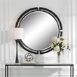 Uttermost Quadrant Round Contemporary MDF and Metal Mirror in Black