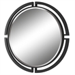 Uttermost Quadrant Round Contemporary MDF and Metal Mirror in Black